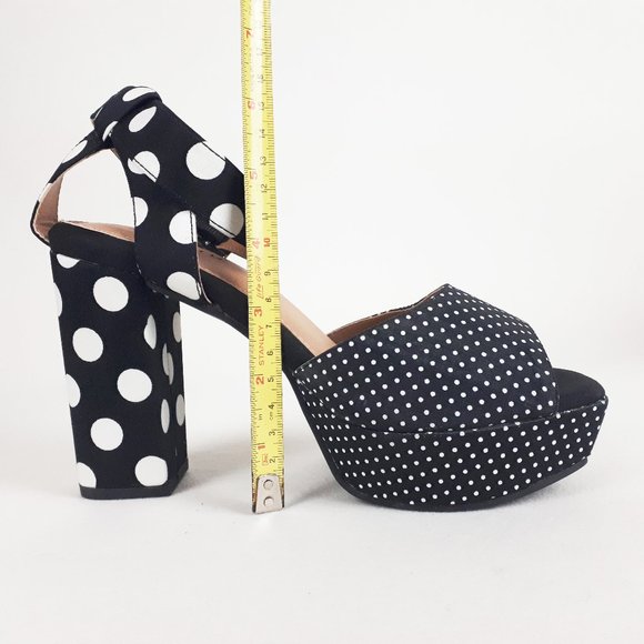 Torrid Black White Polka Dot Block Heel Platform Sandals - Picture 14 of 16